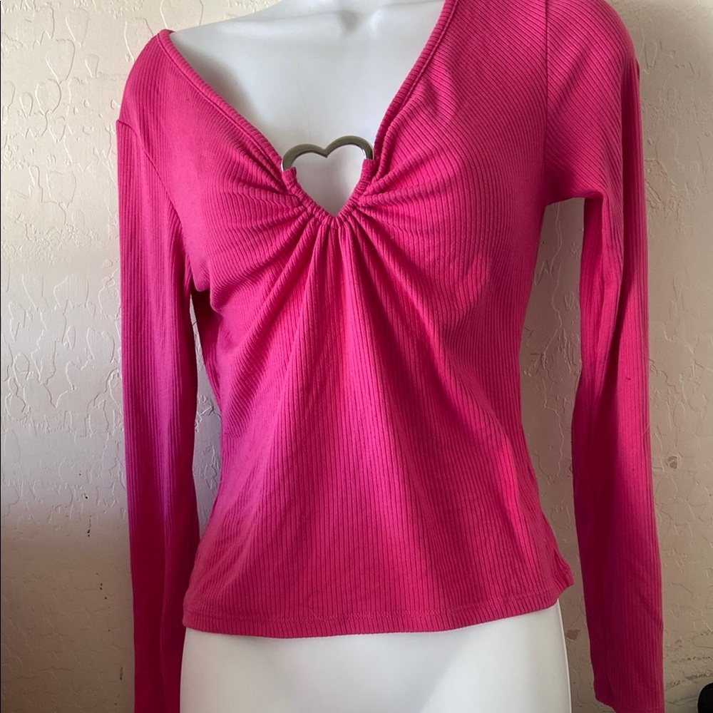 Pink Heart Long Sleeve Top